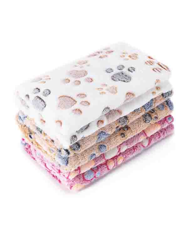 Pet Fleece Blanket 3 Pack Super Soft Paw Print Throw for Puppy Cat and Small Dogs image