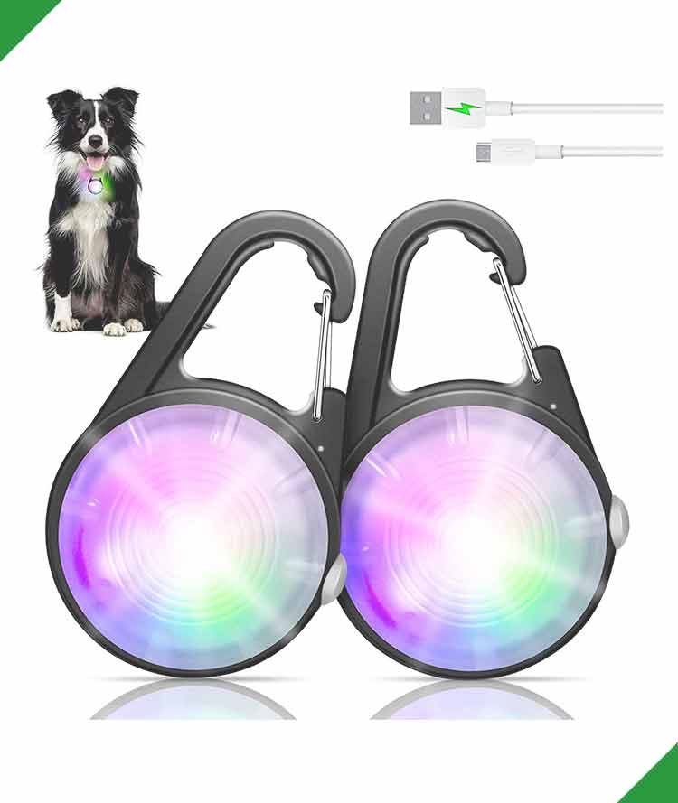 Best Dog Collar Light for Night Walking: Rechargeable LED with 4 Modes, IP68 Waterproof, Clip-On Pet Light - 2 Pack