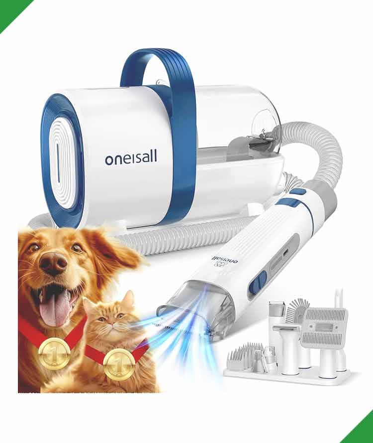 Best Dog Grooming Vacuum & Pet Hair Remover – Oneisall Dog Grooming Kit with Vacuum, Cordless Pet Clippers, Dog Nail Grinder & Shedding Tools image