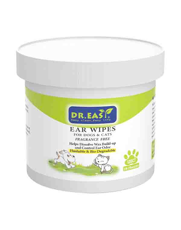 Dr.Easy Pet Ear Grooming Wipes - Best Fragrance Free Natural Pet Ear Cleaning Wipes for Dogs & Cats to Remove Wax, Odor, and Itching (120ct) image