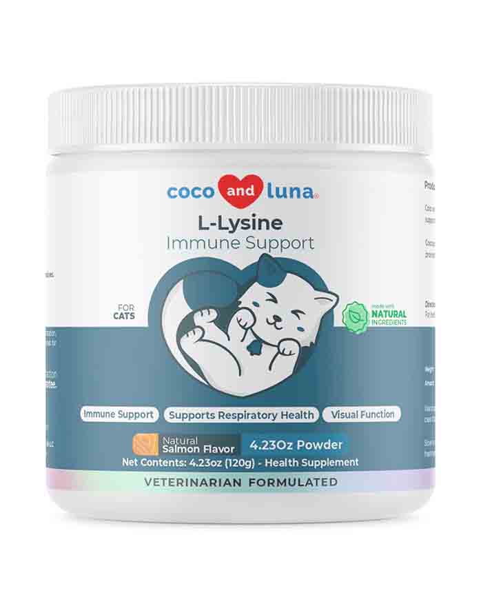 L-Lysine Supplement for Cats – Immune Support, Sneezing & Cold Relief, Eye & Respiratory Health – 900mg Lysine Powder for Cats image