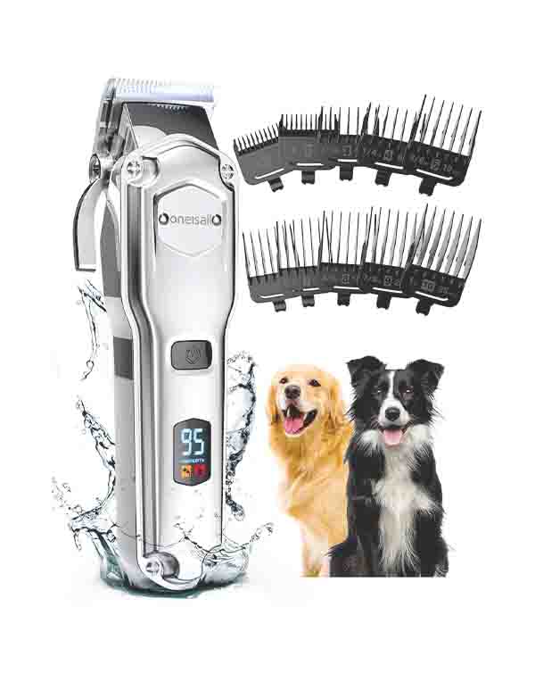 Dog Clippers for Thick Heavy Coats - Low Noise Cordless Waterproof Pet Shaver with Stainless Steel Blade for Dogs and Pets (Silver) image