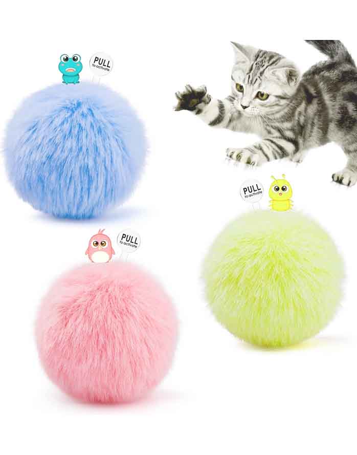 Potaroma Chirping Cat Toys Balls with Catnip – Fluffy Cat Ball Plush, Kitten Play Ball, Hamster Ball for Cats & Interactive Exercise Toy with Real Animal Sounds image