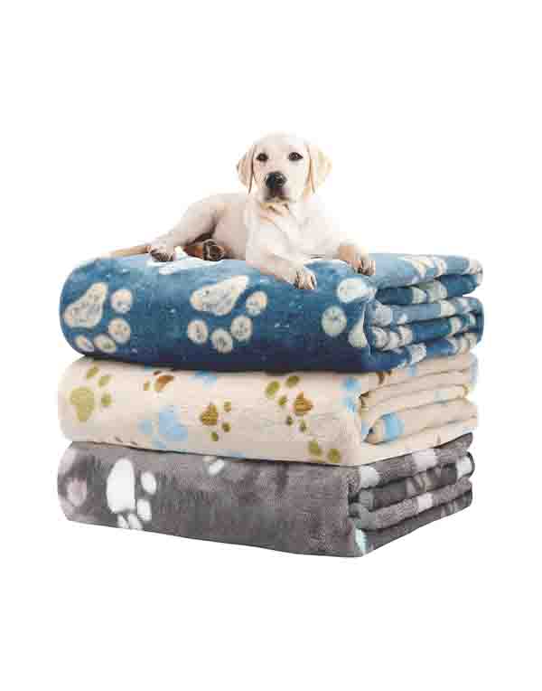 Dog Fleece Blanket 3 Pack Soft Rezutan Pet Throw for Large Dogs Kennels Beds and Sofas image