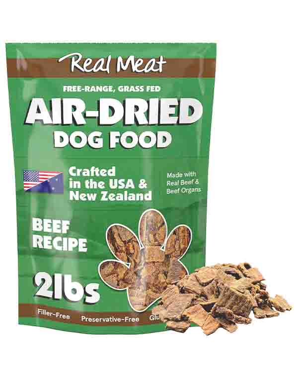 TRMC Real Meat Air Dried Dog Food with Grass Fed Beef – USA Crafted Grain Free High Protein All Natural Beef Recipe for Easy Digestion (2lb Bag) image