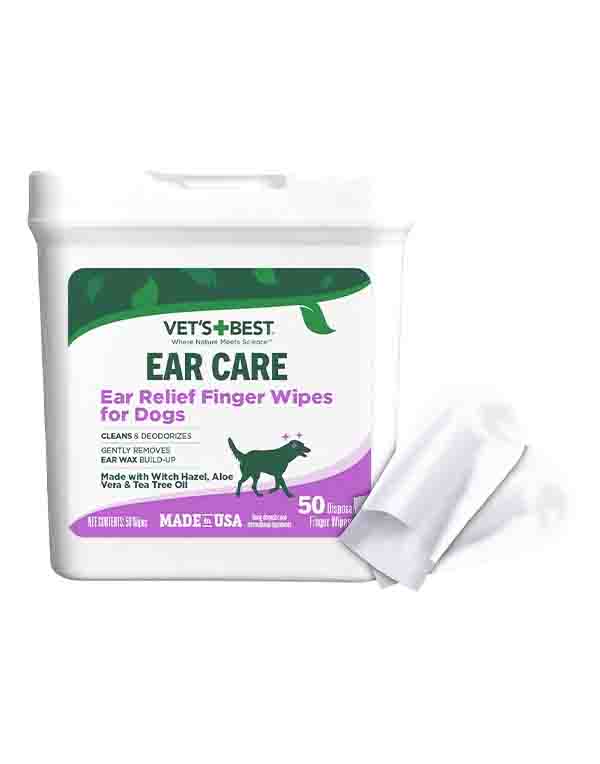Vet’s Best Ear Relief Finger Wipes - Best Dog Ear Cleaning Wipes for Odor, Itching, and Daily Hygiene image